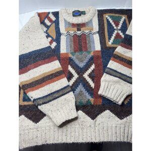 Etchings Southwestern AztecTribal Western Geometric Pattern Men Sweater Large